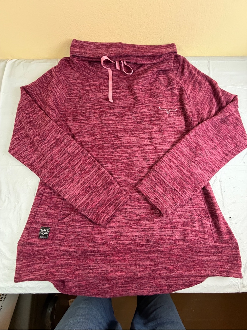 Kimes‎ Ranch Marled Raspberry Pullover Cowl Hoodie